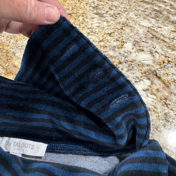 LOOK! Price Drop! T by Talbots NWT blue/bl striped velour top-cowl neck size X - Picture 14 of 15